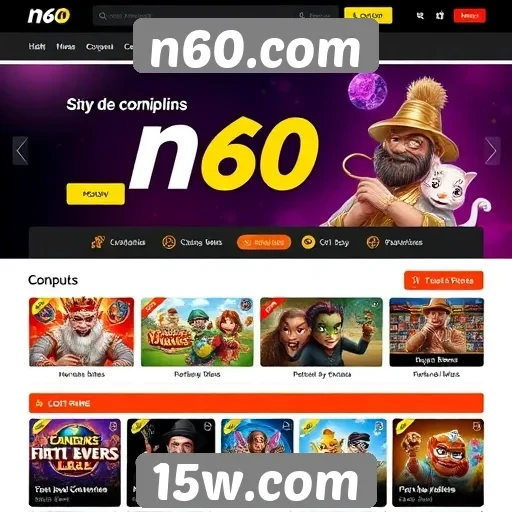 Análise da interface do site de jogos n60.com